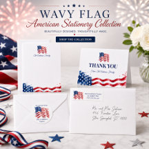 Wavy Flag American Stationery