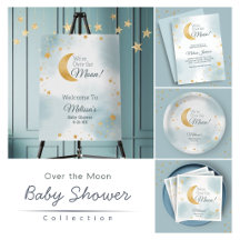 Sweet Blue We're Over the Moon Boy Baby Shower