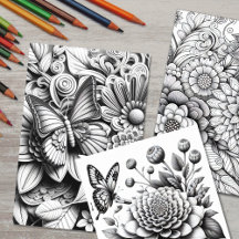 Adult Floral Botanical 3D Coloring Poster Prints