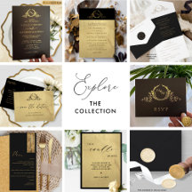 Black and Gold Monogram Wedding Collection
