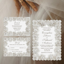Elegant Timeless Lace Frame Wedding Stationery