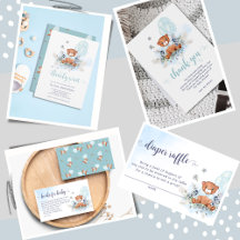  BABY SHOWER - Blooming Blue Teddy Bear 