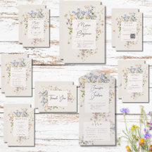 Delicate Boho Wildflowers Cream Wedding Suite