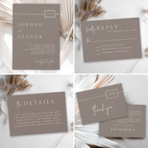 Modern Taupe Minimalist Elegant Wedding Collection
