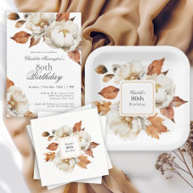 80th Birthday Elegant Fall Floral