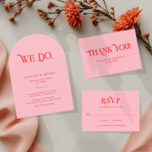 Retro Modern Pink and Red Wedding