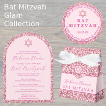 Bat Mitzvah Pink Glam Religious Jewish Birthday