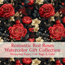 Romantic Red Roses Watercolor Gift Collection