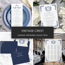 Elegant Hand-Drawn Vintage Crest Monogram Wedding