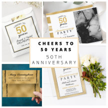 CHEERS TO 50 YEARS 50TH WEDDING ANNIVERSARY GOLD