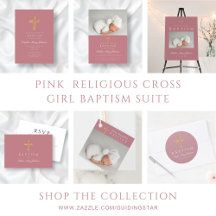 Elegant Pink Religious Cross Girl Baptism Suite
