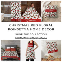Red Floral Christmas Pattern Home Decor