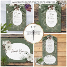 Rustic Green Pine Winter Sparkle Wedding