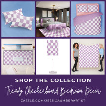 Retro Purple Checkerboard Home Decor