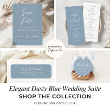 Elegant Dusty Blue Calligraphy Script Wedding