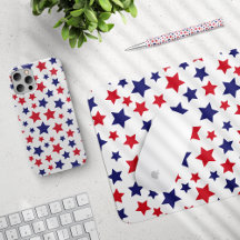 Blue and Red Stars, White Background