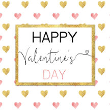 Valentine's Day Gold Pink Glitter Hearts