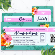 Tropical Boarding Pass Wedding