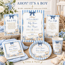 Ahoy It’s a Boy Nautical Teddy Bear Baby Shower