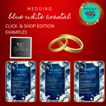 blue & white coastal vibe wedding collection