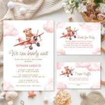 We Can Bearly Wait Teddy Bear Airplane Baby Shower