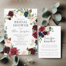 Boho Burgundy and Navy Blue Floral Bridal Shower