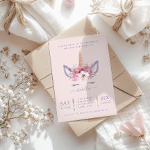 Floral watercolor unicorn birthday collection.