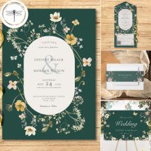 Rustic Wildflower Frame Emerald Green Wedding
