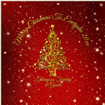Red Gold Tree Christmas Message Year Set