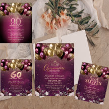 Burgundy Glitter Balloons Flowers Birthday 