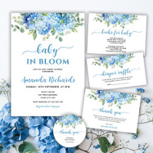 Watercolor Blue Hydrangea Baby Shower