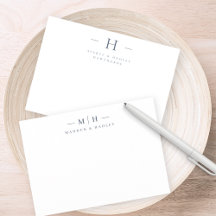 Elegant Couple Family Monogram Stationery Notecard