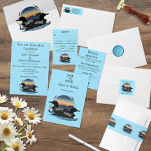 Rustic Sunset Vintage Loons Lake Wedding