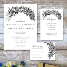 Vintage Floral Black and White Wedding Suite