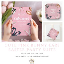 Cute Pink Bunny Ears Easter Party Suite