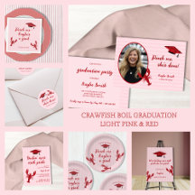 Crawfish Boil Graduation Light Pink & Red