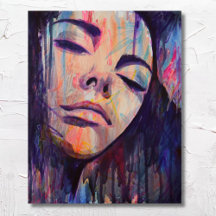 Abstract Dramatic Woman Purple Scribble Art