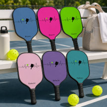 Colorful Heartbeat Pickleball Paddles Custom Name