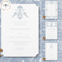 Elegant Dusty Blue Chinoiserie Cherub Wedding