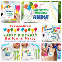 Personalized Happy Birthday Balloons Party