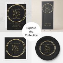 Christmas Party Black Gold Merry and Bright