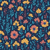 Yellow and Blue Boho Floral Design