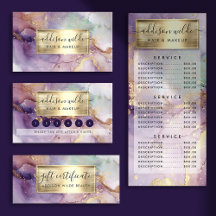 Lilac Glitter Watercolor Faux Gold Foil Business