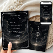 Celestial Noir: Gold Foil & Acrylic Wedding Suite