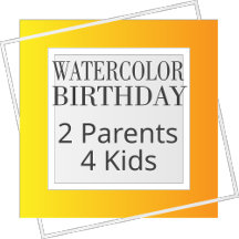 Watercolor Birthday - Family 2 Parents 4 Kids