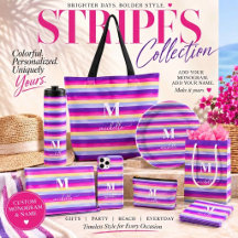 Colorful Stripes Personalized Monogram & Script