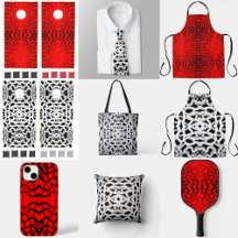 White On Black On Red Tubular Piping Abstract Art 