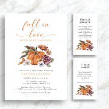 Little Pumpkin Fall in Love Baby Shower Invitation