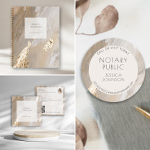 Chic Neutral Beige & Gold Watercolor Notary Office