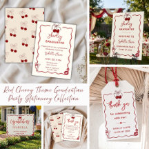 Red Cherry Theme Graduation Party Stationery Colle